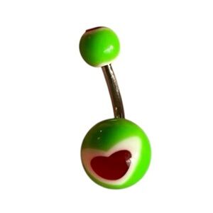 Neon Green Belly Button Ring w/ Pink Heart 💚💗✨